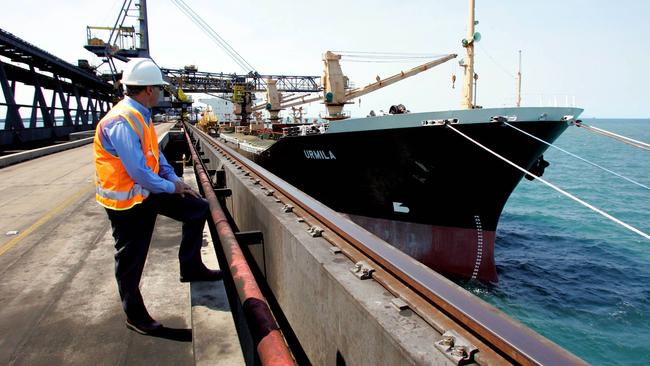 A tanker at the Dalrymple Bay Coal export facility.