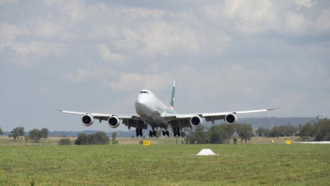 A Cathay Pacific 747-8 jumbo cargo plane bound for Hong Kong from Wellcamp.