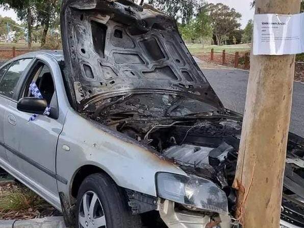 A Melbourne local read the humorous plastic plaque before posting it on Car Spotters Australia