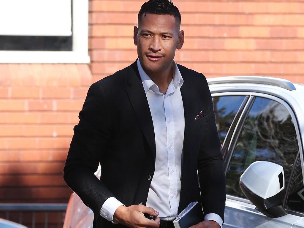 Israel Folau arriving at church earlier this month.