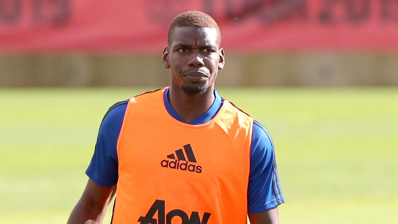 Paul Pogba of Manchester United is seen during a training session at the WACA in Perth, Tuesday, July 9, 2019. The  English Premier League club is in Australia as part of a pre-season tour and will play friendly matches against Perth Glory on July 13 and Leeds United on July 17. (AAP Image/Richard Wainwright) NO ARCHIVING