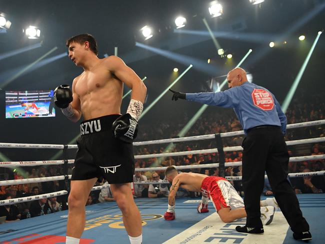 Nikita Tszyu destroyed Mason Smith. Picture: Gregg Porteous