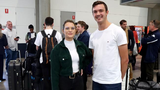 Queensland Health Nurses Chloe Kiely and Lauchlan West are heading to Victoria. Picture: David Clark