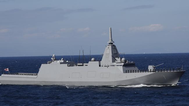 The Japan Maritime Self-Defence Force’s frigate JS Mogami. The country wants to sell Australia an upgraded version of the frigate. Picture: Getty Images