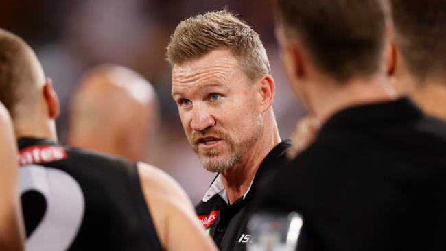 Nathan Buckley will enter 2021 under serious pressure as coach. Picture: Michael Willson/AFL Photos via Getty Images