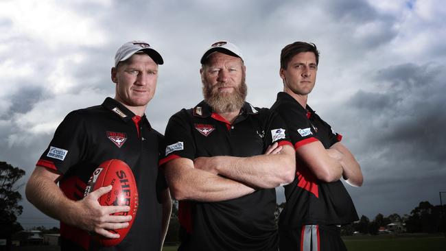 Lauderdale captain Bryce Walsh, coach Darren Winter and vice-captain Josh McGuiness are looking to go one better in the TSL this year. Picture: LUKE BOWDEN