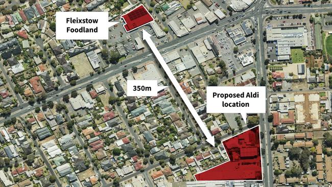 The State Commission Assessment Panel has rejected a bid by German supermarket giant Aldi to build a new supermarket near a Foodland at Felixstow. Image: Metromap/Artist