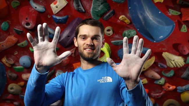 Australia's Olympic Sport Climbing representative Tom O'Halloran ahead of his departure to the Olympic Games in Tokyo. Picture: Richard Dobson