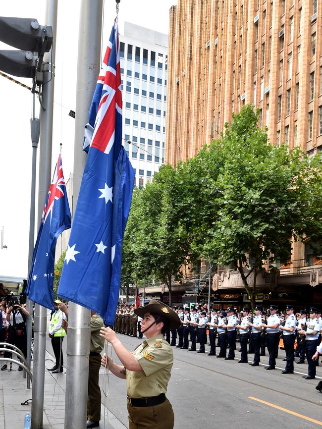 Australia Day Parade on Swanston Street. Picture: Jay Town