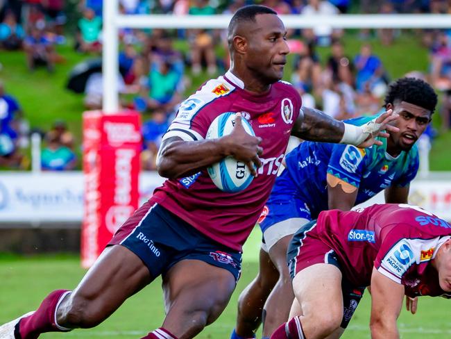 SUVA, FIJI - MAY 18: Suliasi Vunivalu of the Reds with the ball during the round 13 Super Rugby Pacific match between Fijian Drua and Queensland Reds at HFC Stadium, on May 18, 2024, in Suva, Fiji. (Photo by Pita Simpson/Getty Images)