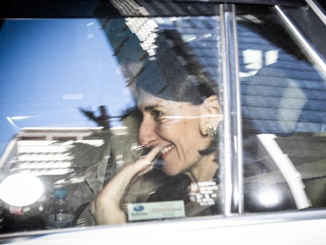 NSW Premier Gladys Berejiklian pictured arriving at 52 Martin Place today ahead of her meeting with John Barilaro. Picture: Julian Andrews