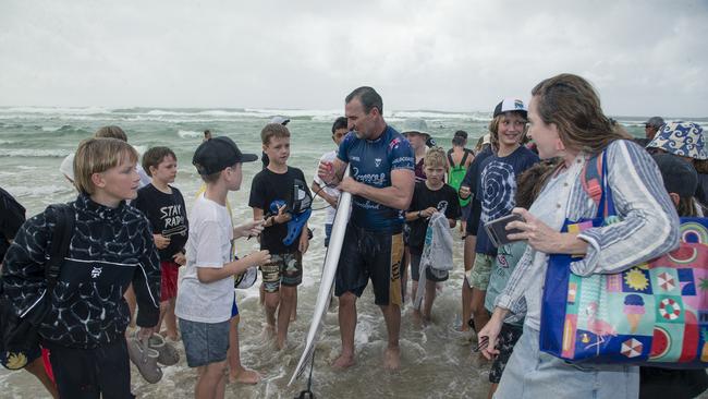 Joel Parkinson leaves the water after his heat at the Gold Coast Pro, Burleigh Heads. Picture: Glenn Campbell