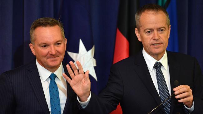 Shadow Treasurer Chris Bowen and Leader of the Opposition Bill Shorten at a press conference at Parliament House in Canberra, Tuesday, March 27, 2018. (AAP Image/Mick Tsikas) NO ARCHIVING