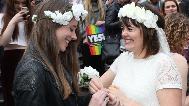 Same-sex marriage plebiscite votes should be cast with respect for the LGBTQI community. Picture: AAP Image/David Crosling