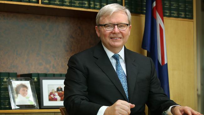 Former PM Kevin Rudd in his Brisbane office. Picture: Lyndon Mechielsen