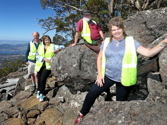 Anna Reynolds checking out the Organ Pipes track on kunanyi/Mt Wellington in her role as an alderman with Hobart City Council last year.. Picture: PATRICK GEE