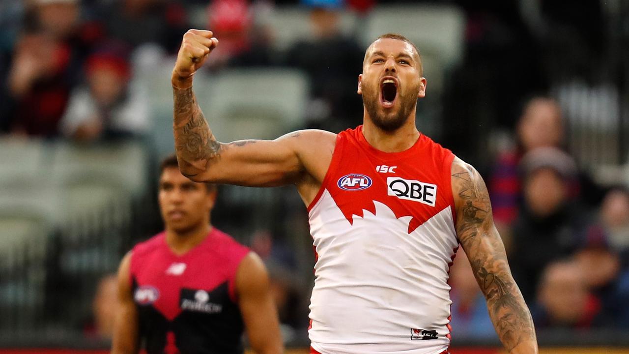 If Lance Franklin fires he could all but end the Dees’ finals chances. Pic: Getty Images