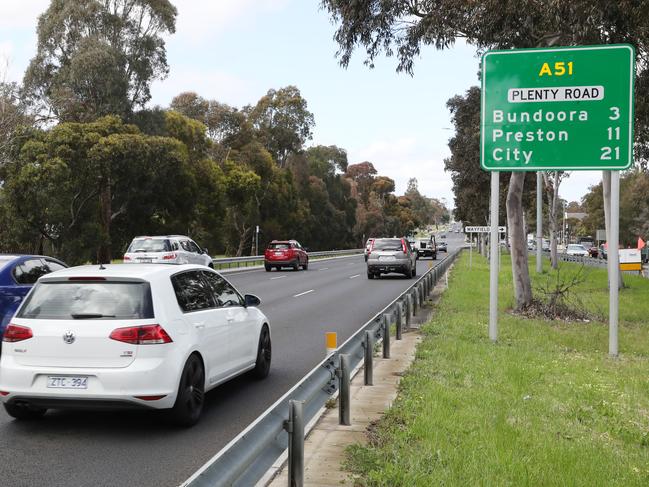 Plenty Rd in Bundoora has been named the state’s most dangerous road for the eight year in a row. Picture: David Crosling