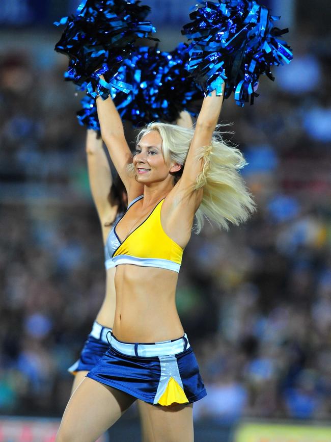 North QLD Cowboys V West Tigers at Dairy Farmers Stadium. Hot Squad Cheerleaders at the game.