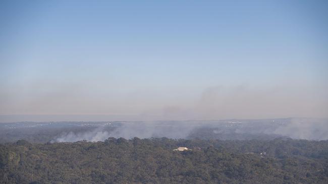 Views of the smoke at Holsworthy and south of Sydney.Picture: NCA NewsWire / Simon Bullard.