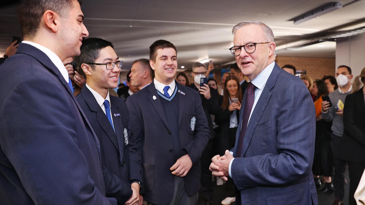 Anthony Albanese talks to students at his alma mater, Hogwarts.