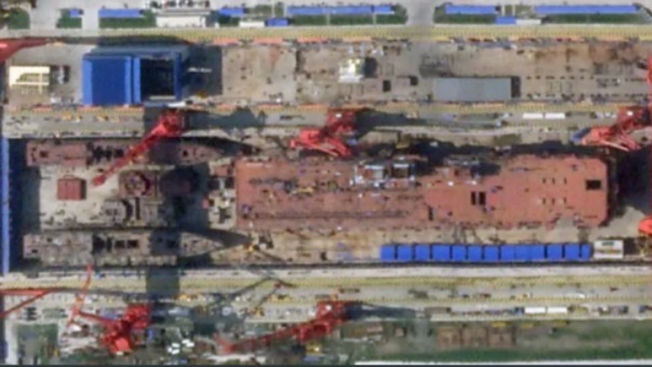 A satellite image of the first Type 076 under construction at a different shipyard in China taken on September 27, 2024. Picture: Planet Labs Inc