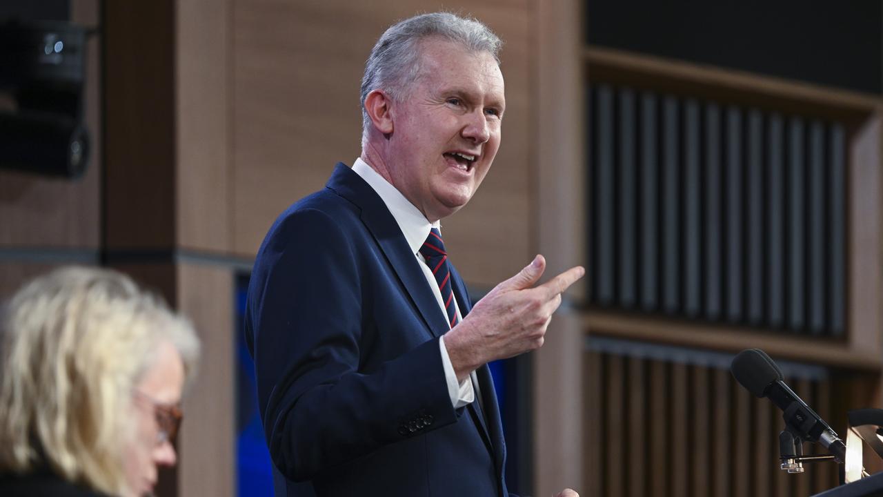 Workplace Relations Minister Tony Burke unveiled the changes to empower the Fair Work Commission at the National Press Club in August. Picture: NCA NewsWire / Martin Ollman