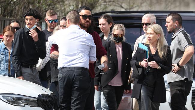 Tyrell Edwards’ supporters outside court ahead of his bail application. Picture: John Grainger