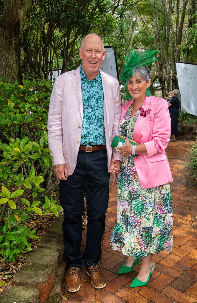 (From left) Paul and Cathy Brown. Weetwood Raceday at Toowoomba Turf Club. Saturday, September 28, 2024. Picture: Nev Madsen.