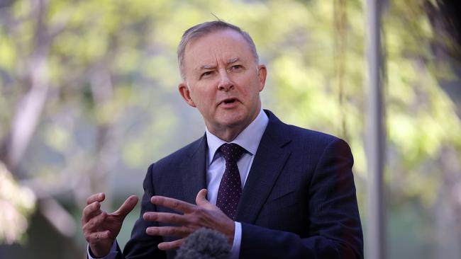 Mr Albanese ended the press conference after being questioned about Mr Byrne. Picture: Gary Ramage / NCA NewsWire