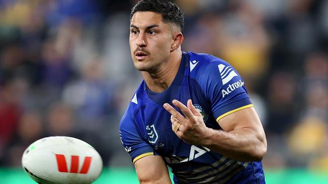 SYDNEY, AUSTRALIA - JULY 26: Dylan Brown of the Eels pbduring the round 21 NRL match between Parramatta Eels and Melbourne Storm at CommBank Stadium, on July 26, 2024, in Sydney, Australia. (Photo by Brendon Thorne/Getty Images)