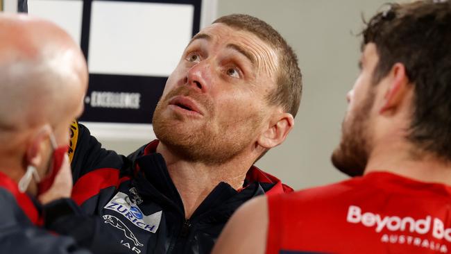 Melbourne coach Simon Goodwin wants better accuracy from his players. Picture: Michael Willson/AFL Photos via Getty Images