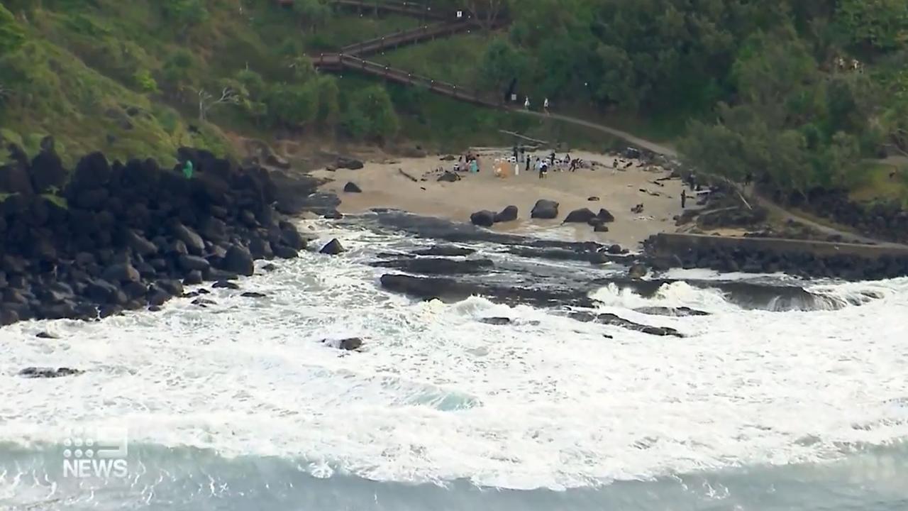 A mum has drowned at Snapper Rocks. Picture: Nine