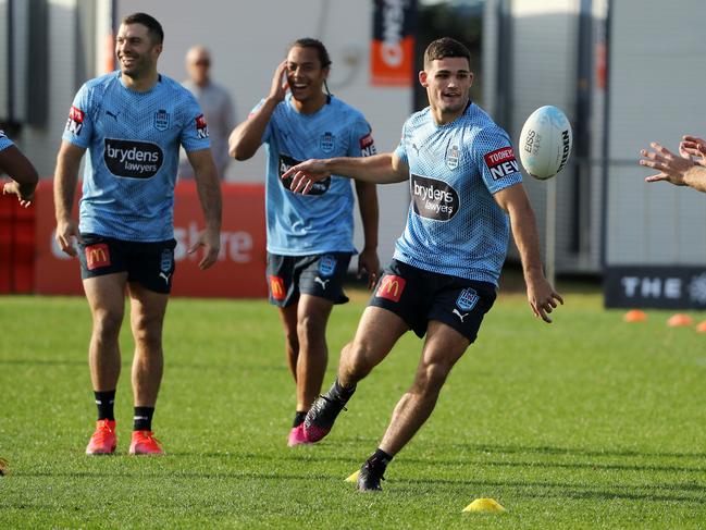 Nathan Cleary regularly takes charge during NSW training sessions. Picture: Tim Hunter