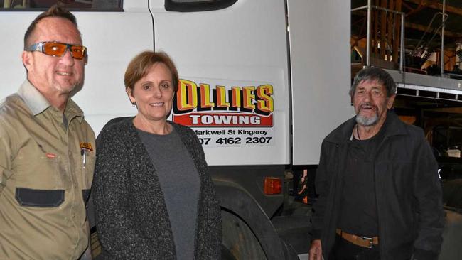 The team at Ollies Towing & Shipping Container Sales, Ron Oliver Jnr, Tina Oliver and Ron Oliver Snr, make sure to do their best for customers. Picture: Elaelah Harley