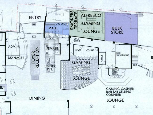 Proposed plans for Maclean Bowling Club extensions and alterations under DA2021/0239.