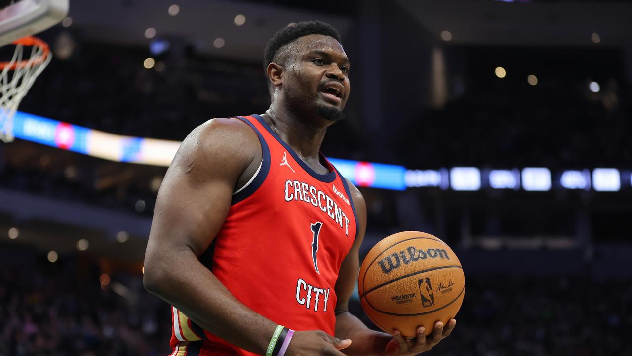 MILWAUKEE, WISCONSIN – JANUARY 27: Zion Williamson #1 of the New Orleans Pelicans reacts to an officials call during the second half of a game against the Milwaukee Bucks at Fiserv Forum on January 27, 2024 in Milwaukee, Wisconsin. NOTE TO USER: User expressly acknowledges and agrees that, by downloading and or using this photograph, User is consenting to the terms and conditions of the Getty Images License Agreement. (Photo by Stacy Revere/Getty Images)