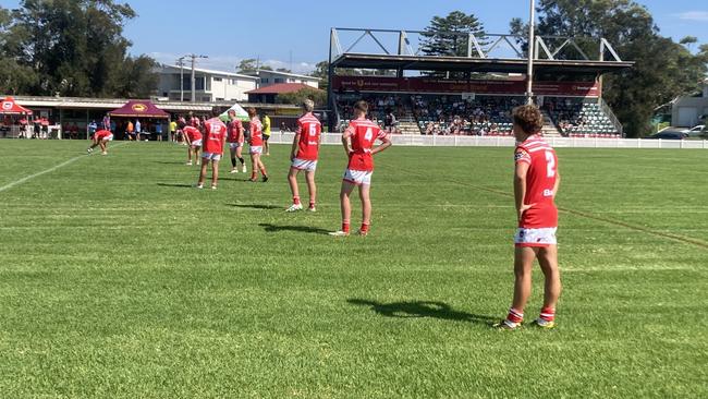 The Illawarra South Coast Dragons ready to kick-off against the Monaro Colts. Photo: Kevin Merrigan