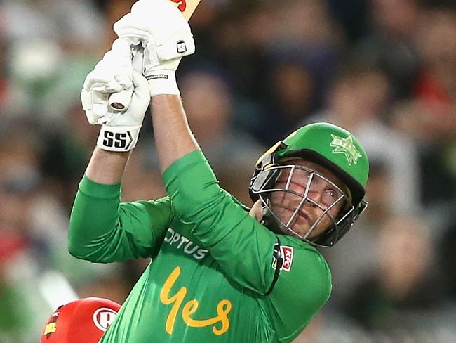 Ben Dunk of the Melbourne Stars plays a shot during the Big Bash League (BBL) cricket match between the Melbourne Stars and the Melbourne Renegades at the MCG in Melbourne, Saturday, January 4, 2020. (AAP Image/Rob Prezioso) NO ARCHIVING, EDITORIAL USE ONLY, IMAGES TO BE USED FOR NEWS REPORTING PURPOSES ONLY, NO COMMERCIAL USE WHATSOEVER, NO USE IN BOOKS WITHOUT PRIOR WRITTEN CONSENT FROM AAP