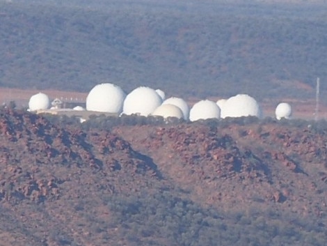 Pine Gap is a joint Australian-United States satellite communications and signals intelligence surveillance base and Australian Earth station. Picture: Wikicommons