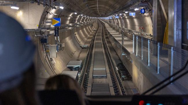 Test trains in the Metro Tunnel reached 80 km/h – the top speed they will go between the stations when it opens in 2025. Supplied: Big Build Vic