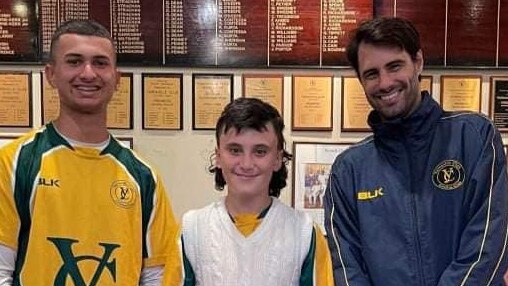 Yarraville Club debutantes Aaron Robson (left), 13 year old Jackson Martin (middle) and Rob Newnham. Photo: Facebook.