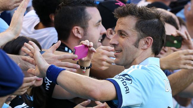 Italian superstar Alessandro Del Piero was a huge hit with fans and kept the turnstiles ticking over. Picture: George Salpigtidis