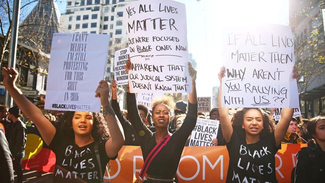 Black Lives Matter protest in Melbourne in 2016. Picture: Getty