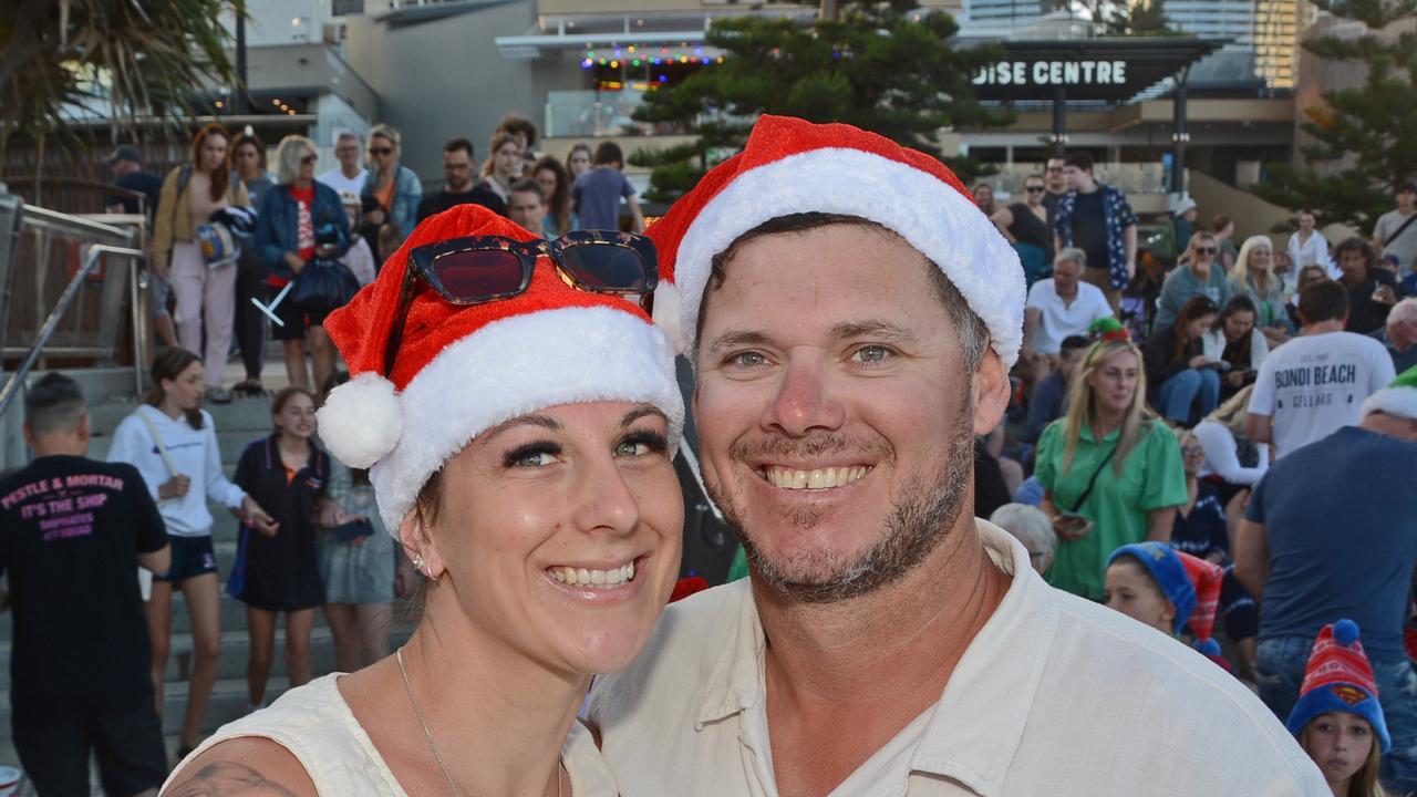 Kira and Rob Behrendt at Carols on the Beach, Surfers Paradise. Pic: Regina King