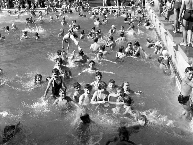 The Fortitude Valley Pool on a hot day in 1953. Picture: The Courier-Mail Photo Archive