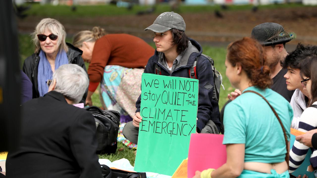 The protesters started at Belmore Park before moving into the station.