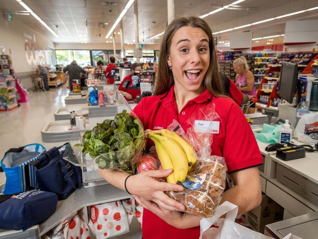 Zoe Giagoudakis was recently fast tracked to a customer service position at Coles Malvern from the YMCA. Picture: Jake Nowakowski