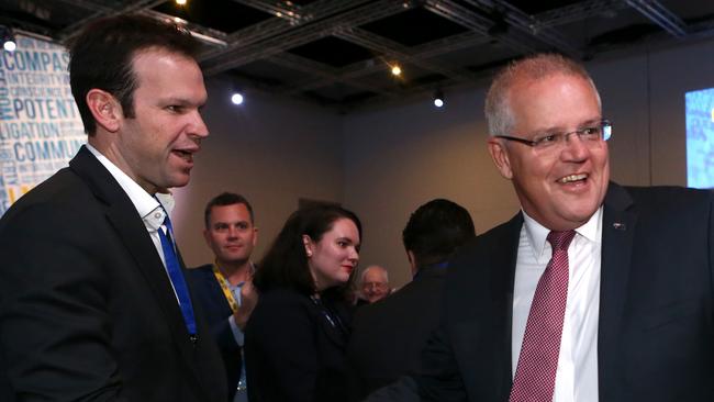 Resources Minister Matt Canavan with Prime Minister Scott Morrison earlier this year. Picture: AAP Image/Jono Searle