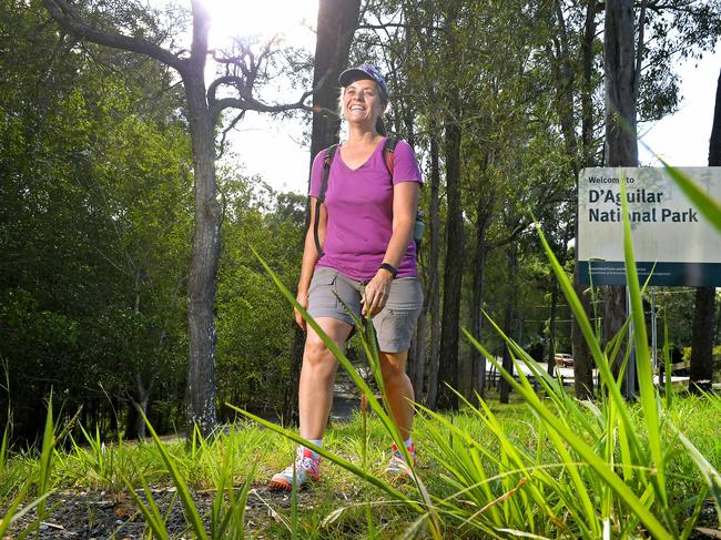 Tracey Tyson of Stafford Heights walks along D'Aguilar National Park (AAP image, John Gass)